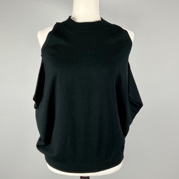 Evereve Jamison Womens Cold Shoulder Short Sleeve Sweater Black Batwing size XS - Picture 4 of 13